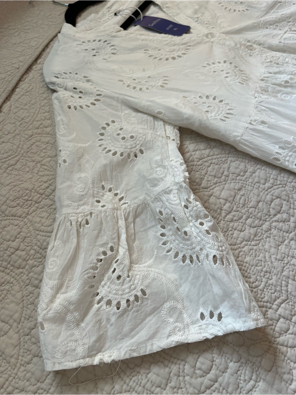 Amazon Boutique White Cotton Embroidered Boho Maxi Dress XL fits like Large - Picture 4 of 10